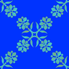 Seamless repeatable pattern. Leaves and flowers. Modern geometric Folk style. Colorful graphic design. 