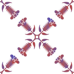 Seamless repeatable pattern. Leaves and flowers. Modern geometric Folk style. Colorful graphic design. 