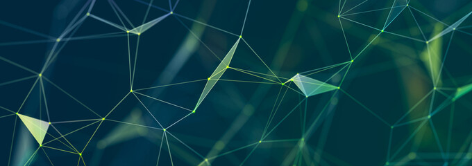 Abstract digital communication points. Technological background. Network connection structure. Color plexus effect. 3D