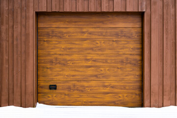 Roll-up wooden garage door