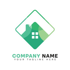 House logo template vector with box style.