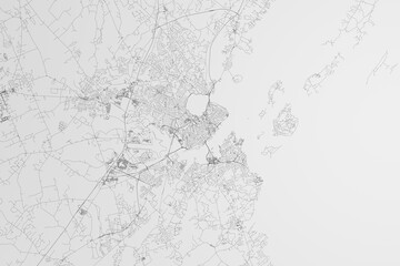 Map of the streets of Portland (Maine, USA) on white background. 3d render, illustration