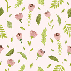 Set of Flowers Vector Seamless Pattern. Pattern for fashion and print.