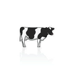 Cow with black spots isolated vector graphics