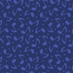 Fototapeta premium blue seamless pattern with music notes, great for men's clothing, ties; Father's Day- vector illustration