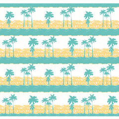 Fototapeta na wymiar Summer stripe pattern, Tropical pattern with sketchy vintage palm trees. Hand drawn vector illustration. Leaves of palm tree. Seamless pattern. Vector background.