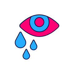 Filled outline Tear cry eye icon isolated on white background. Vector