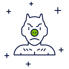 Filled outline Krampus, heck icon isolated on white background. Horned devil. Traditional Christmas devil. Happy Halloween party. Vector