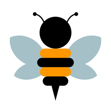 Bee logo icon flat vector illustration clipart