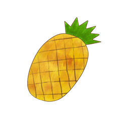 水彩のパインアップル