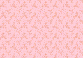 Curly shapes and dots abstract pattern in pink shades