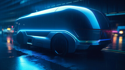 Fototapeta na wymiar A futuristic electric cargo transport, showcasing a sleek and innovative design.
