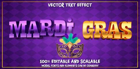 Mardi Gras editable text effect in modern trend style © Martin