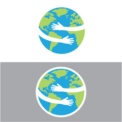 Planet Earth with a hug, vector, icon.