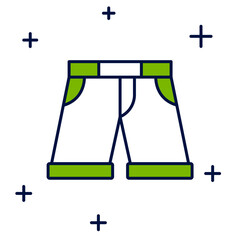 Filled outline Short or pants icon isolated on white background. Vector
