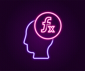 Glowing neon line Function mathematical symbol icon isolated on black background. Colorful outline concept. Vector