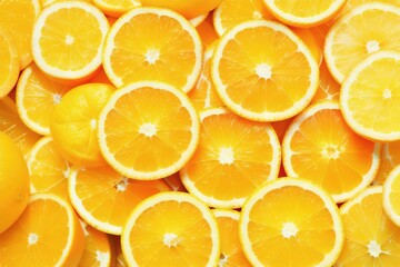 Fototapeta premium Group of slices, whole of fresh orange fruits isolated on white background, Generative AI.