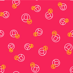 Line Worker icon isolated seamless pattern on red background. Business avatar symbol user profile icon. Male user sign. Vector