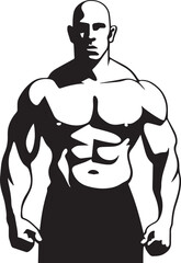 Bodybuilder male silhouette, fitness gym graphics, isolated on white background vector illustration