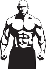 Bodybuilder male silhouette, fitness gym graphics, isolated on white background vector illustration