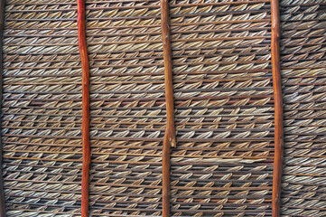 fine well done palm leaves roof cover or fence from inside texture