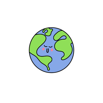 happy little hand drawn earth on a transparent background for earth day holiday celebrations