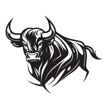 Bull vector image on a white background. Vector illustration silhouette svg.