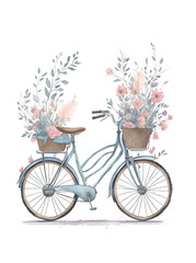 Fototapeta na wymiar Floral bicycle. AI generated illustration