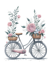 Fototapeta na wymiar Floral bicycle. AI generated illustration