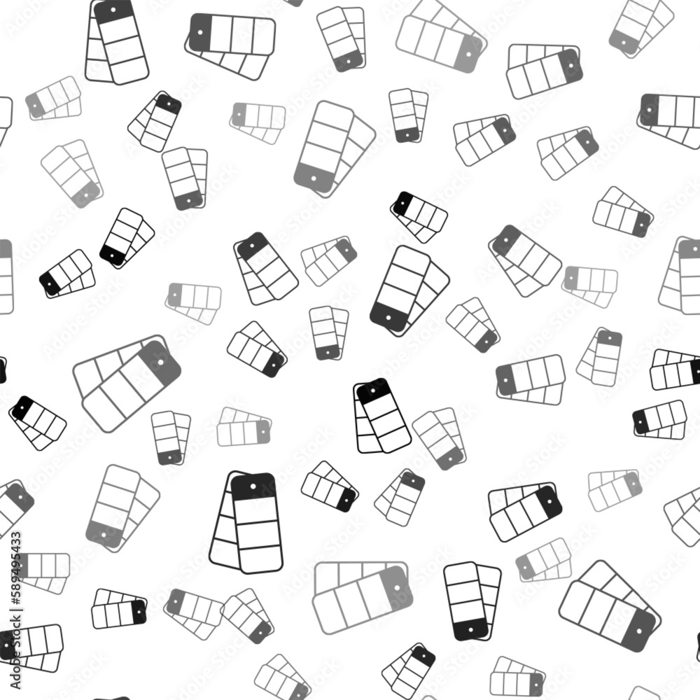 Poster black color palette guide icon isolated seamless pattern on white background. vector
