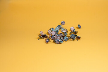 Pins on the yellow background