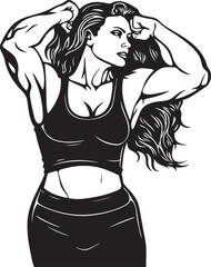 Fitness woman, Fitness club and gym design. Silhouette of a sports woman, Vector illustration, SVG