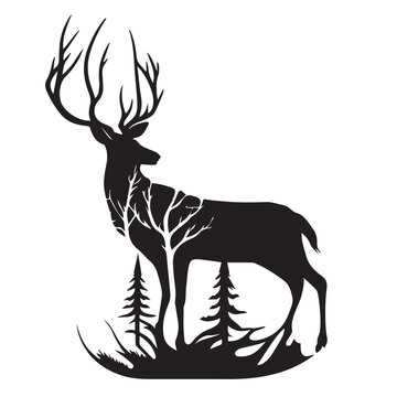 Deer vector image on a white background. Vector illustration silhouette svg.