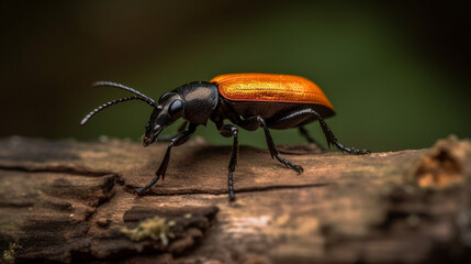 Saw beetle sawing off a branch Generative AI - obrazy, fototapety, plakaty