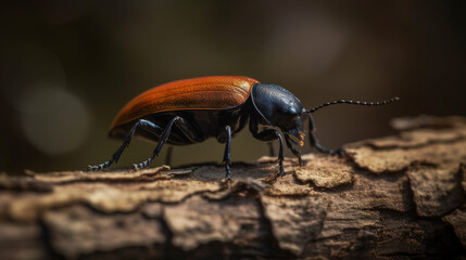 Saw beetle sawing off a branch Generative AI - obrazy, fototapety, plakaty