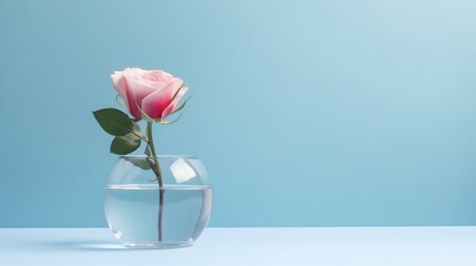 Rose flower in vase. Illustration AI Generative.