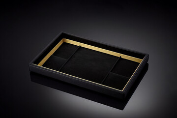 Luxurious Velvet Jewelry Tray with Gold Bar Decoration on Dark Background