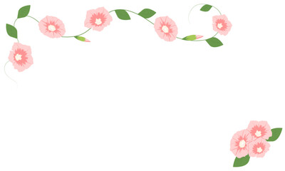 Floral Frame with Leaves and pink Flowers, Sticker, Nature, Floral Frame, Vintage, vector Illustration	