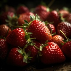 A Close-up of Glossy Strawberries in Soft Natural Light