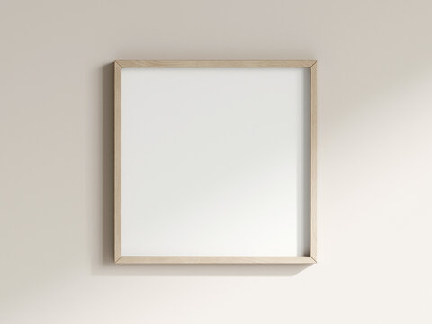 Square frame mockup in boho minimalist interior, 3d render