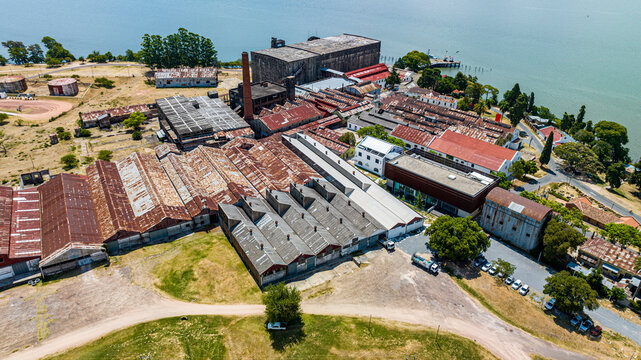 Aerial of the Fray Bentos Industrial Landscape, UNESCO World Heritage Site, Uruguay