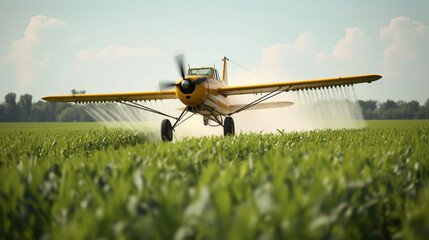 Fototapeta na wymiar A farming plane spraying crops with precision Generative AI