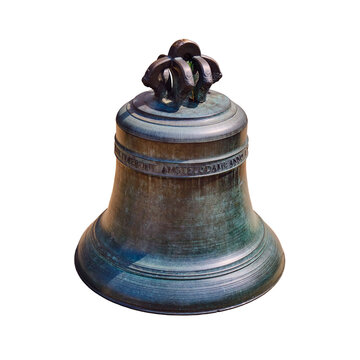 Dutch bell of 1702 near the Archangel Cathedral of the Moscow Kremlin - Moscow, Russia, June 21 2019, isolated on a white background