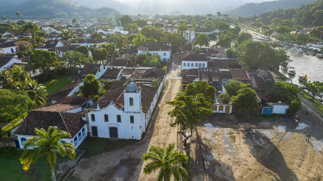 Aerial of Paraty, UNESCO World Heritage Site, Brazil