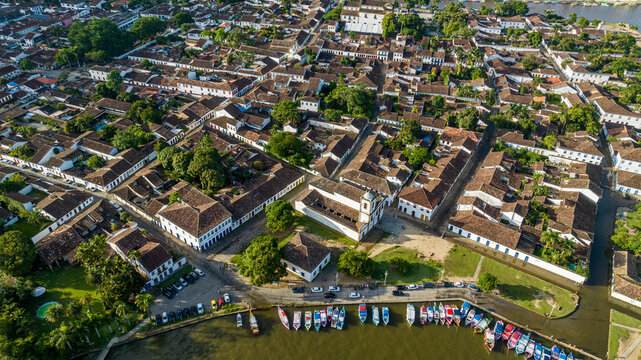 Aerial of Paraty, UNESCO World Heritage Site, Brazil