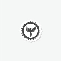 Phoenix bird icon sticker isolated on white