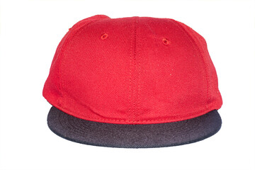 Black front red hat on white background