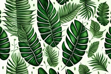 Creative seamless pattern with tropical petals.hand drawing texture - generative ai