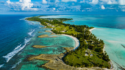 Aerial of Home Island, Cocos (Keeling) Islands, Australian Indian Ocean Territory, Australia, Indian Ocean