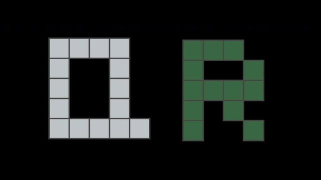 Q,R Pixel Animation Letters, Alpha Channel